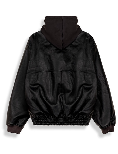 Grimey Chaqueta Odd Cutlass Hooded PU Leather Negro