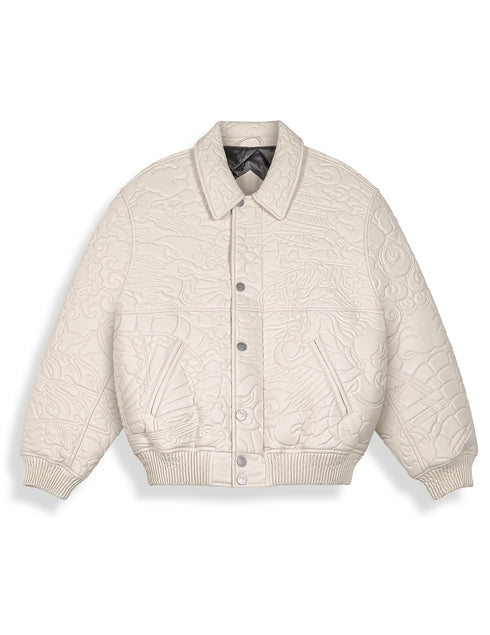 Grimey Hans Island PU Leather Jacket Crema
