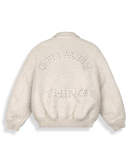 Grimey Hans Island PU Leather Jacket Crema